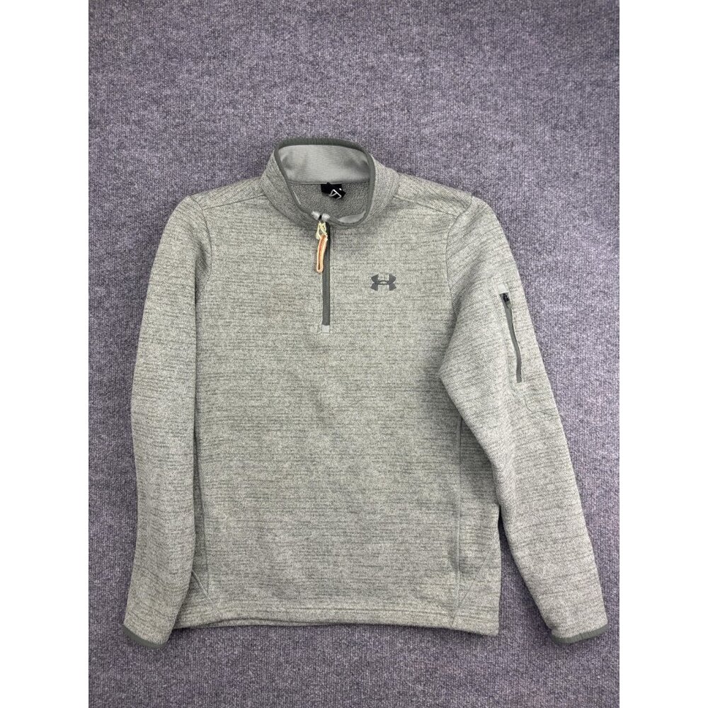 Under Armour Pullover Men's Small Gray Quarter Zip Fleece Zip Sleeve Pocket